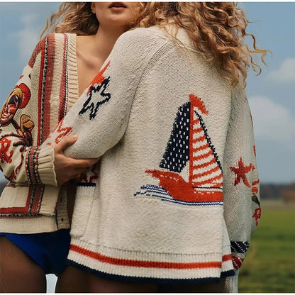Cardigan en Maille Jacquard⏐La Douceur Élégante