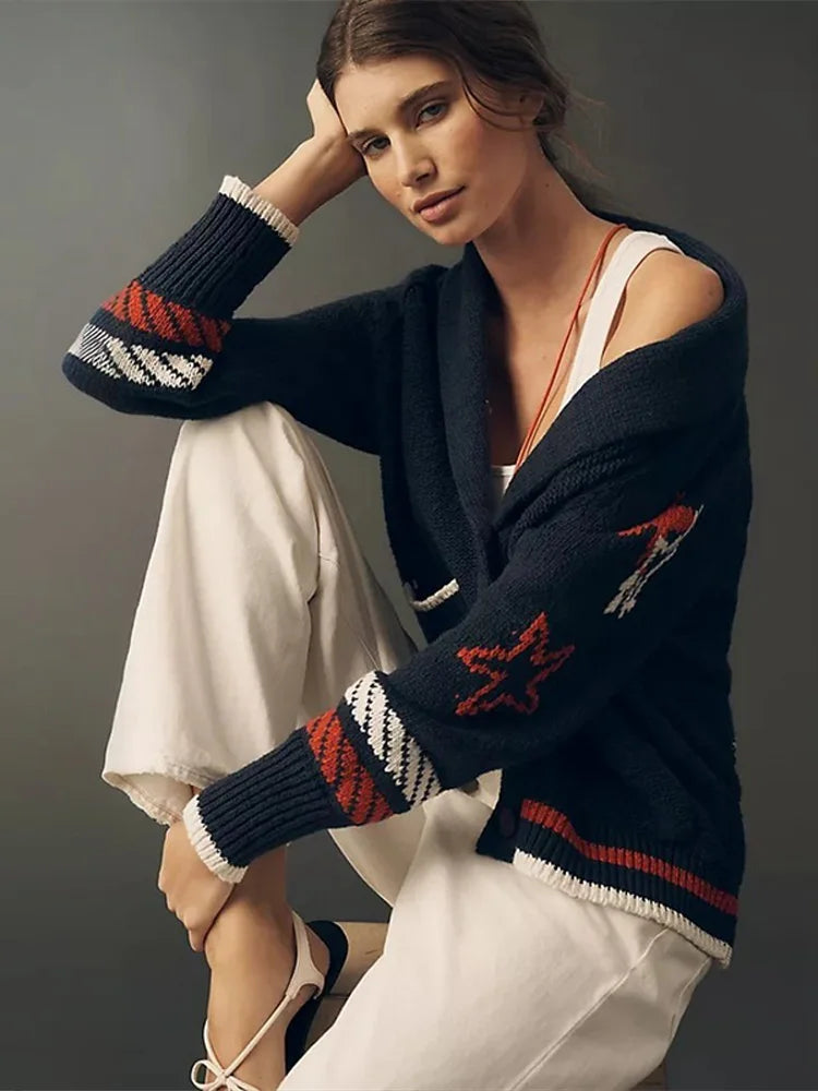 Cardigan en Maille Jacquard⏐La Douceur Élégante