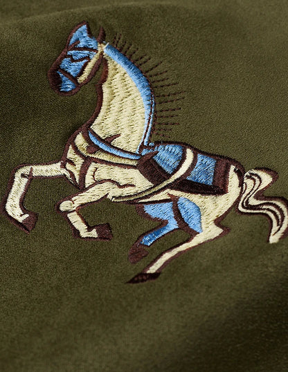 La Veste Longue en Daim & Velours Brodé