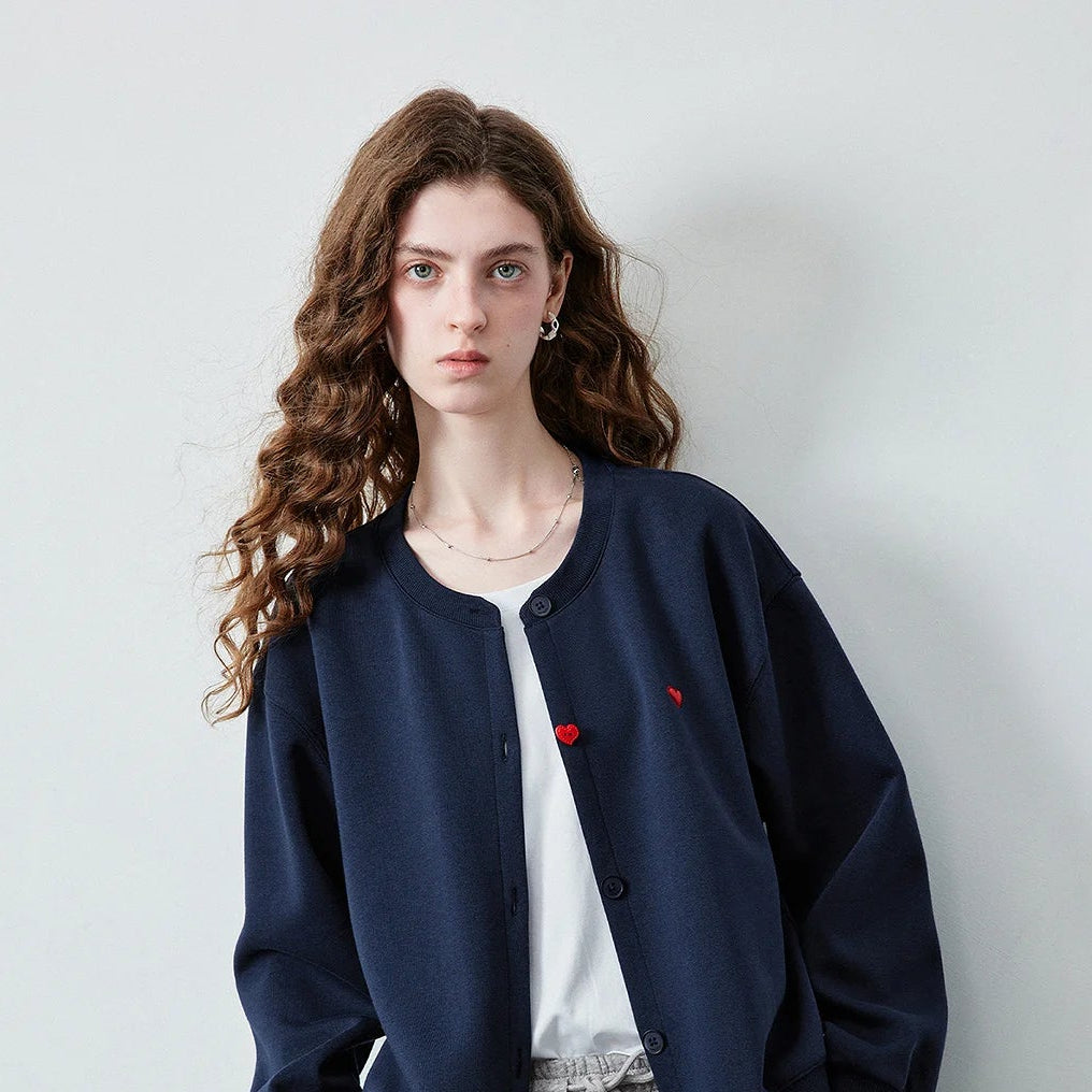 Le Sweat-Shirt Zippé Patchwork & Broderie Cœur