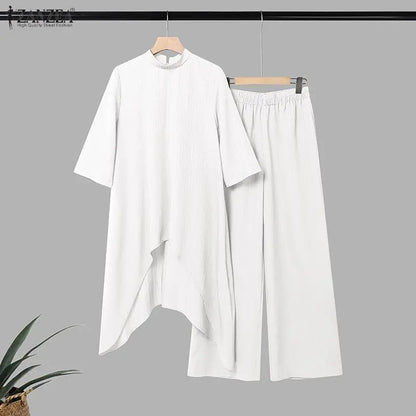 Ensemble Col Montant Côtelé⎮Pantalon Large