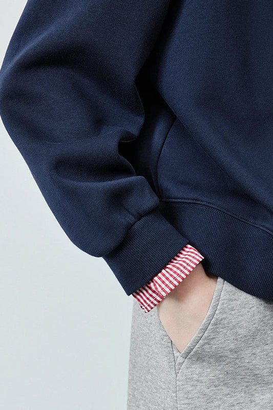 Le Sweat-Shirt Zippé Patchwork & Broderie Cœur