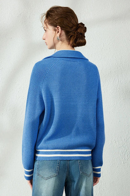Le Pull en Maille Rayé Demi-Zip