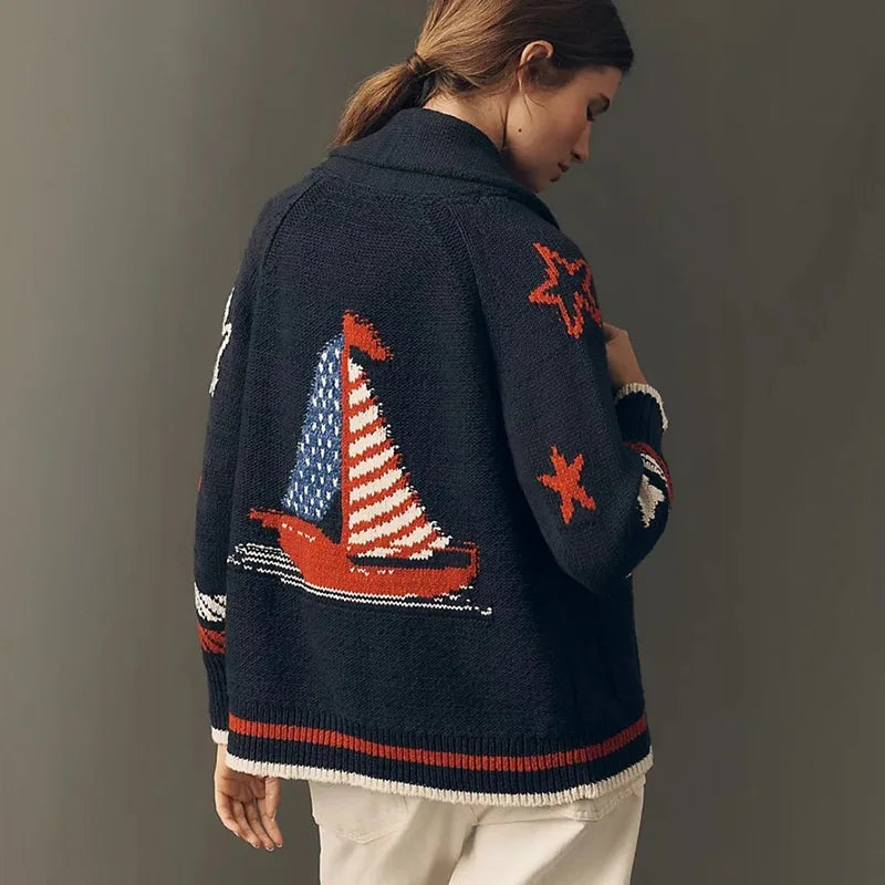 Cardigan en Maille Jacquard⏐La Douceur Élégante
