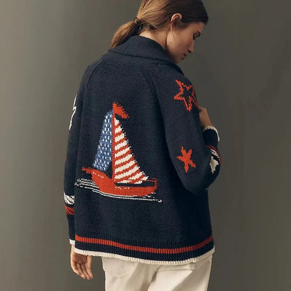 Cardigan en Maille Jacquard⏐La Douceur Élégante