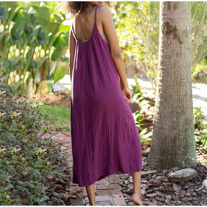 Robe longue esmée en gaze de coton & dos nu