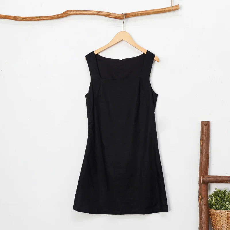 Robe Jade à col carré en coton & lin