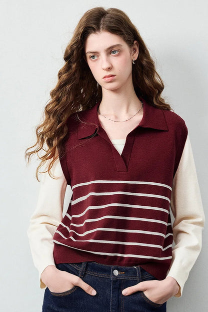 Le Pull Tricoté Effet Deux Pièces à Rayures Graphiques