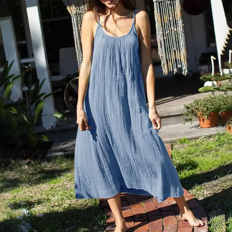 Robe longue esmée en gaze de coton & dos nu