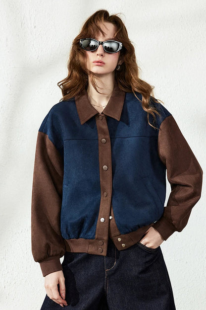 La Veste en Daim Color Block & Rétro