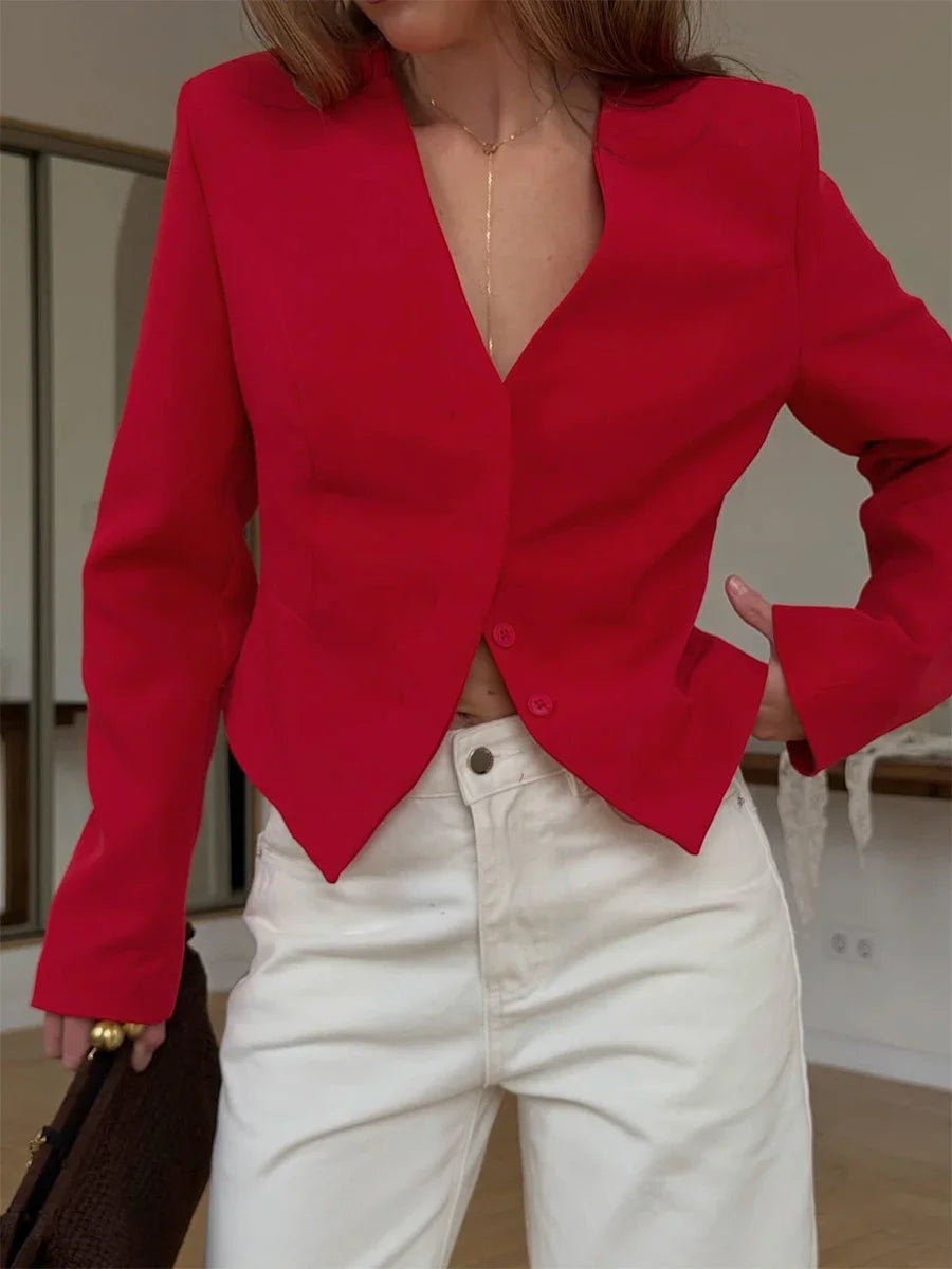 La Veste de Costume Ajustée à Col en V⎮L'Élégance Sur-Mesure