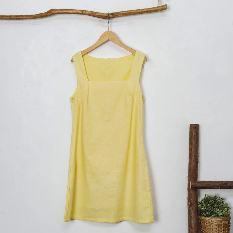 Robe Jade à col carré en coton & lin