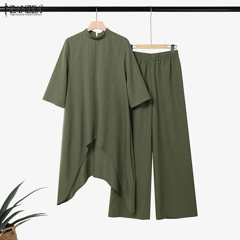 Ensemble Col Montant Côtelé⎮Pantalon Large