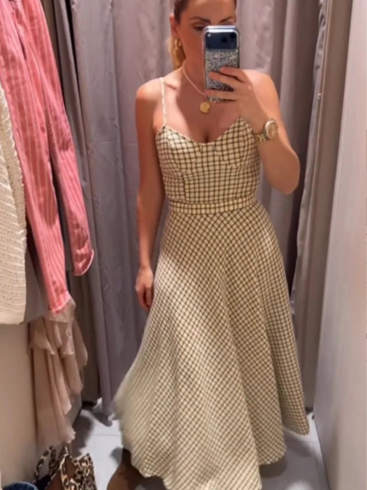 Robe Midi Léna & Romance à Carreaux