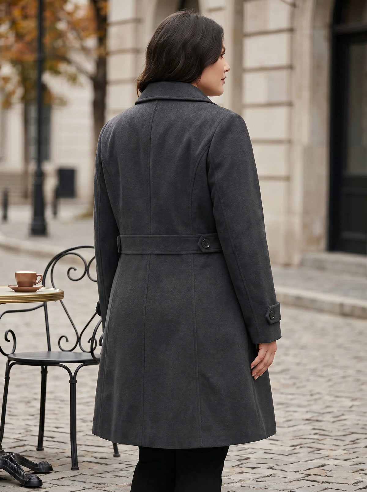 Manteau long ceinturé⎢Col à revers