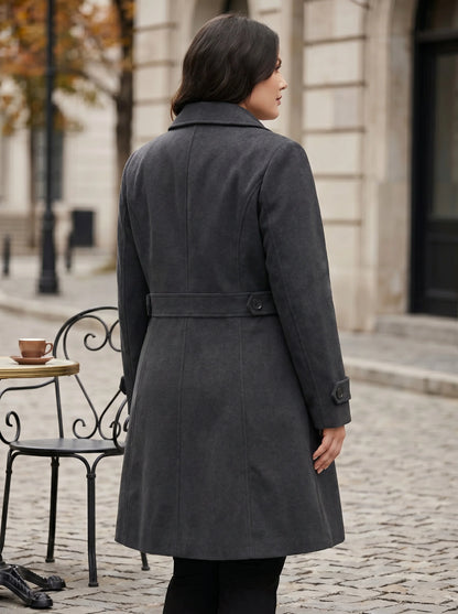 Manteau long ceinturé⎢Col à revers