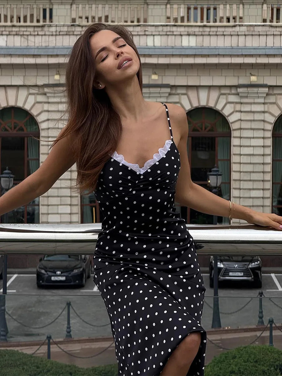 Robe Midi Chloé⎮Pois Rétro, Dentelle