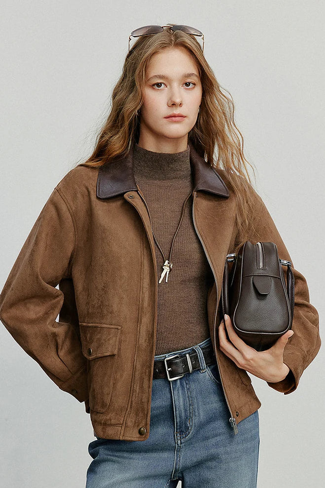 La Veste Vintage en Daim & Cuir Patchwork
