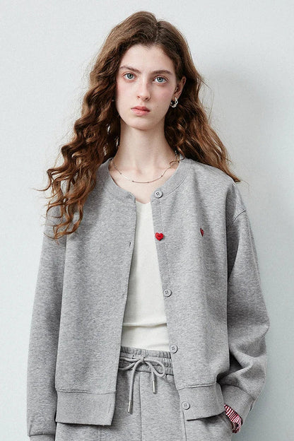 Le Sweat-Shirt Zippé Patchwork & Broderie Cœur