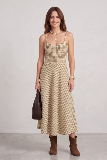 Robe Midi Léna & Romance à Carreaux