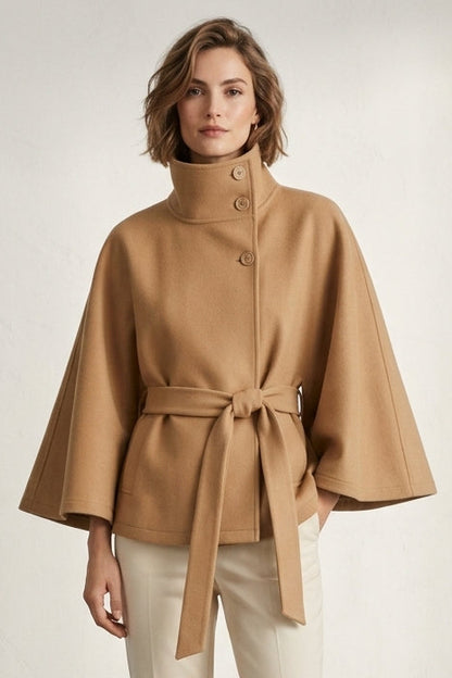 Manteau Ceinturé Col Montant  L'Élégance Enveloppante