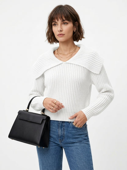 Pull Col Rabattu en Maille