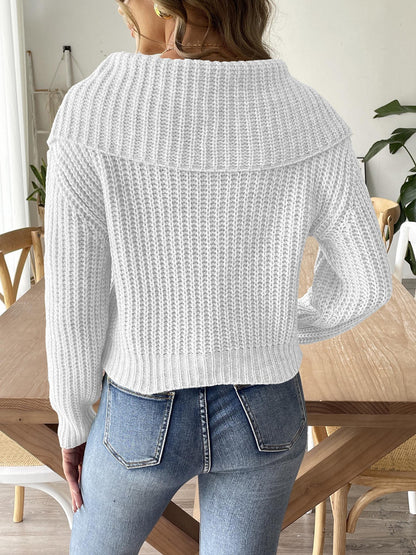 Pull Col Rabattu en Maille